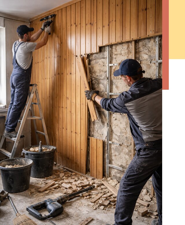 Демонтаж вагонки со стен в Сыктывкаре от 1495 руб. — снятие, удаление, срочно | ОТДЕЛОЧНИК-Скт