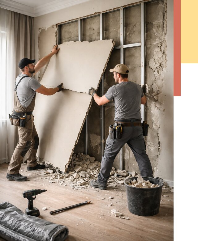 Демонтаж гипсокартона со стен в Сыктывкаре от 361 руб. — услуги демонтажа | ОТДЕЛОЧНИК-Скт