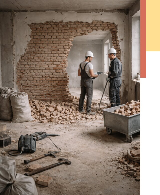 Демонтаж кирпичных стен в Сыктывкаре от 4331 руб. — быстро, недорого, под ключ | ОТДЕЛОЧНИК-Скт