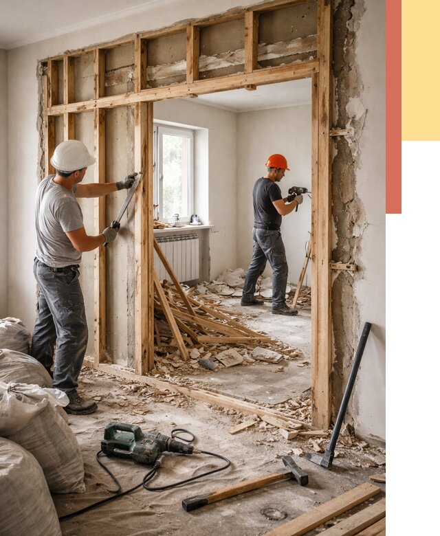 Демонтаж деревянных перегородок в Сыктывкаре от 3300 руб. — быстро и недорого | ОТДЕЛОЧНИК-Скт