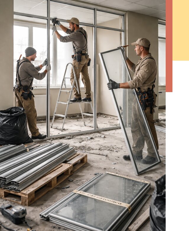 Демонтаж алюминиевых перегородок в Сыктывкаре от 4331 руб. — быстро и недорого | ОТДЕЛОЧНИК-Скт