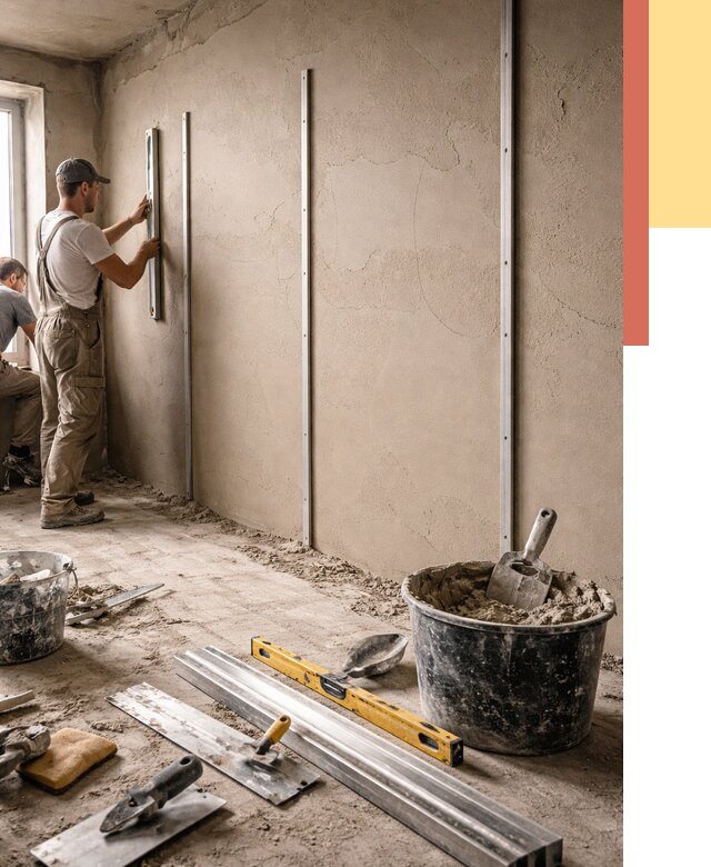 Штукатурка стен по маякам в Сыктывкаре от 5671 руб./м² — выравнивание под ключ | ОТДЕЛОЧНИК-Скт