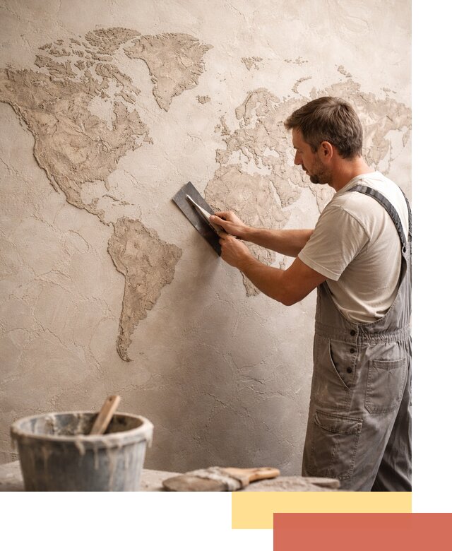 Декоративная штукатурка «Карта мира» под ключ в Сыктывкаре