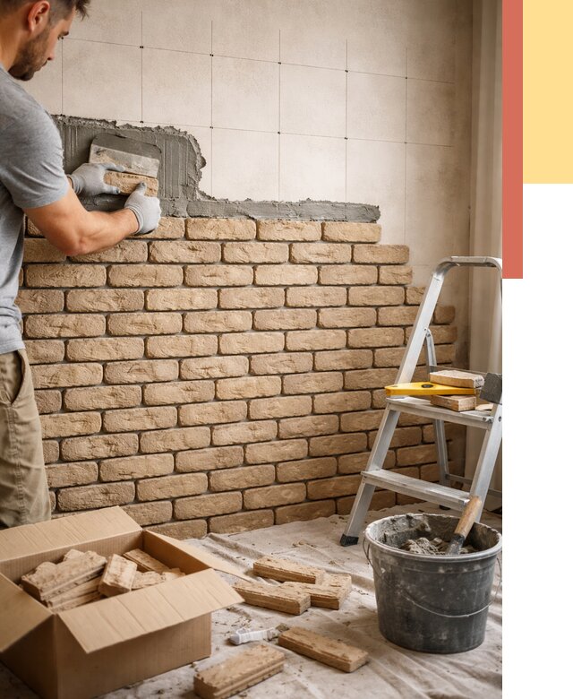 Монтаж декоративного кирпича в Сыктывкаре от 3300 руб./м² — быстро и недорого | ОТДЕЛОЧНИК-Скт