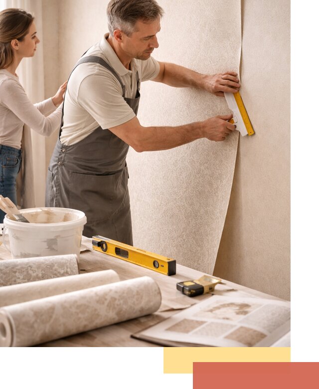 Поклейка обоев с подбором рисунка в Сыктывкаре