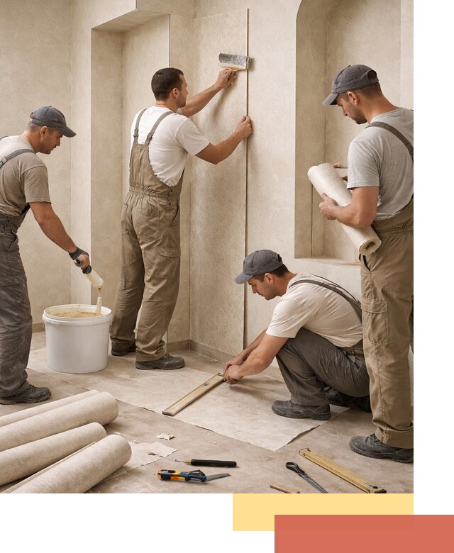 Поклейка обоев на сложные стены и неровные поверхности в Сыктывкаре