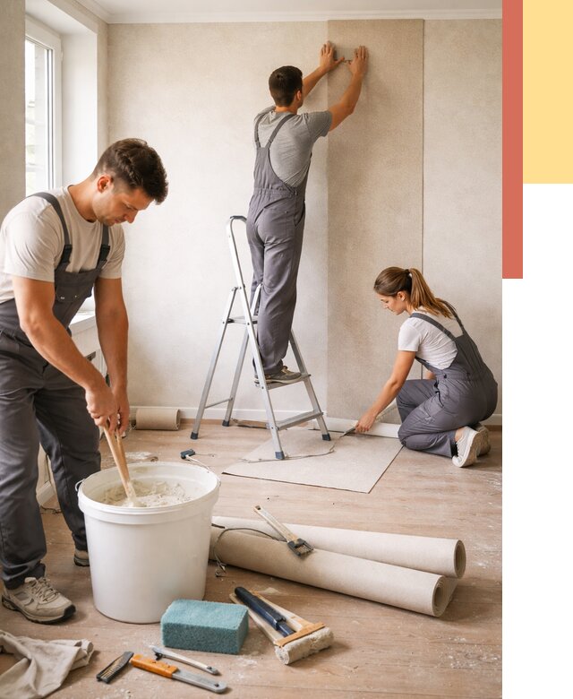 Оклейка стен обоями в Сыктывкаре от 3609 руб/м2 — быстро и недорого | ОТДЕЛОЧНИК-Скт