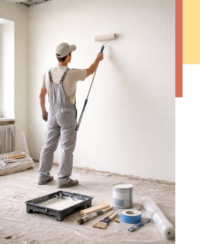 Покраска стен водоэмульсионной краской в Сыктывкаре от 464 руб. за м² | ОТДЕЛОЧНИК-Скт