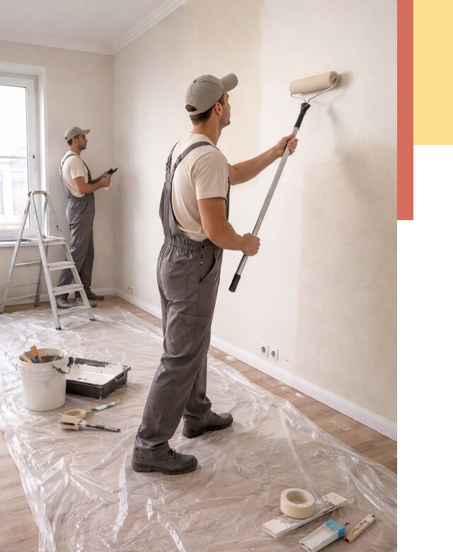 Покраска стен акриловой краской в Сыктывкаре от 3609 руб./м² — быстро и недорого | ОТДЕЛОЧНИК-Скт