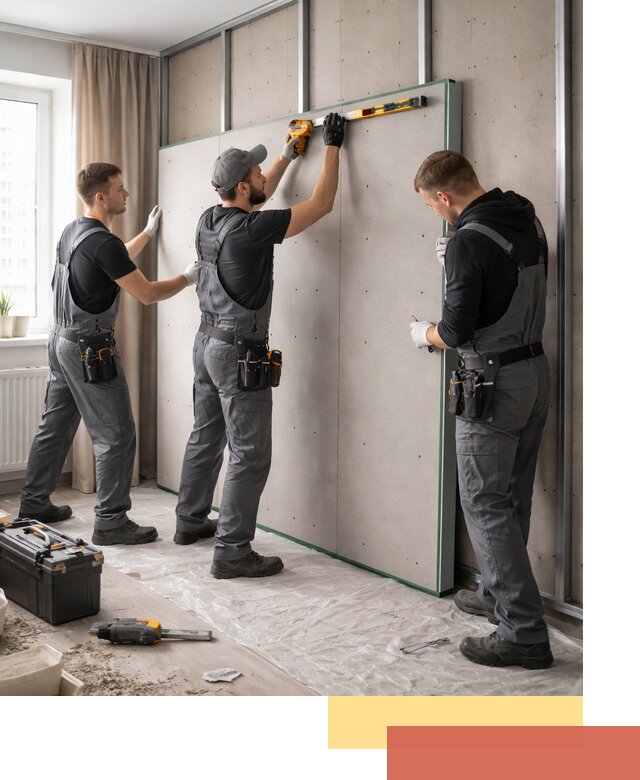 Шумоизоляция стен панелями ЗИПС в Сыктывкаре для жилых и коммерческих помещений