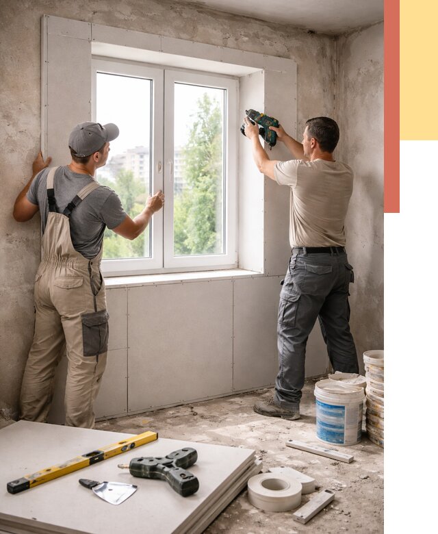 Монтаж откосов из гипсокартона в Сыктывкаре от 4640 руб. под ключ | ОТДЕЛОЧНИК-Скт