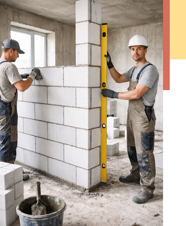 Кладка перегородок из пеноблока в Сыктывкаре от 1856 руб. под ключ | ОТДЕЛОЧНИК-Скт