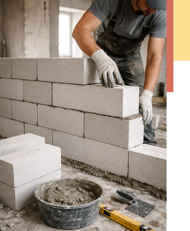 Кладка перегородок из силикатного блока в Сыктывкаре от 4124 руб. под ключ | ОТДЕЛОЧНИК-Скт