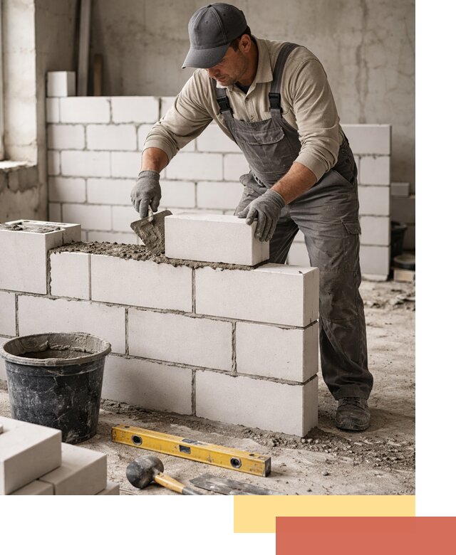 Кладка перегородок из силикатного блока в Сыктывкаре