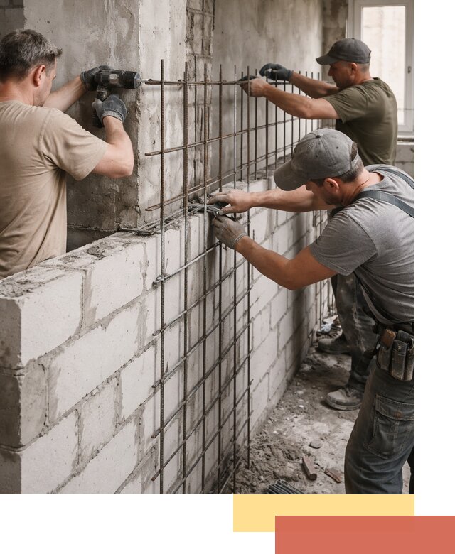 Армирование кладки перегородок в Сыктывкаре профессионально и надёжно