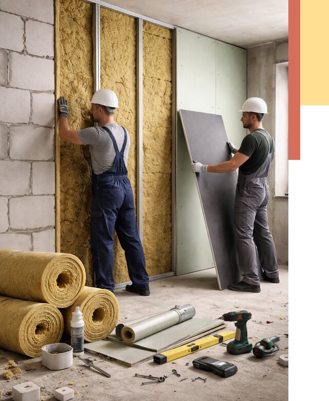 Шумоизоляция перегородок из блоков в Сыктывкаре от 1908 руб./м² — быстро и недорого | ОТДЕЛОЧНИК-Скт