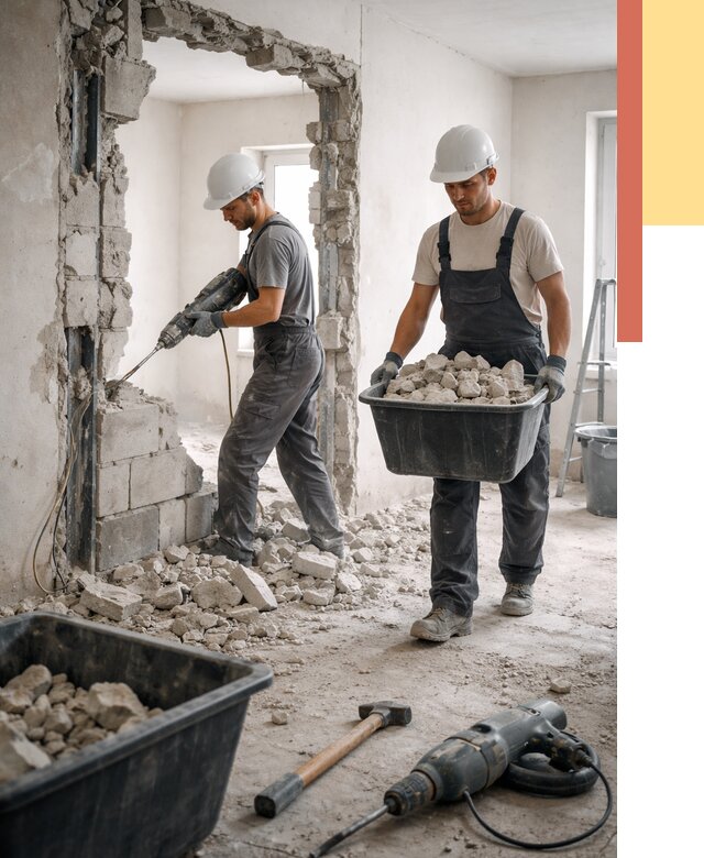 Демонтаж блоковых перегородок в Сыктывкаре от 3867 руб. — быстро и недорого | ОТДЕЛОЧНИК-Скт