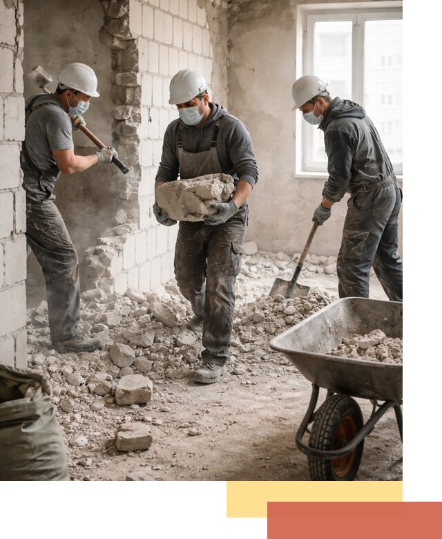 Демонтаж блочных перегородок в Сыктывкаре быстро и аккуратно