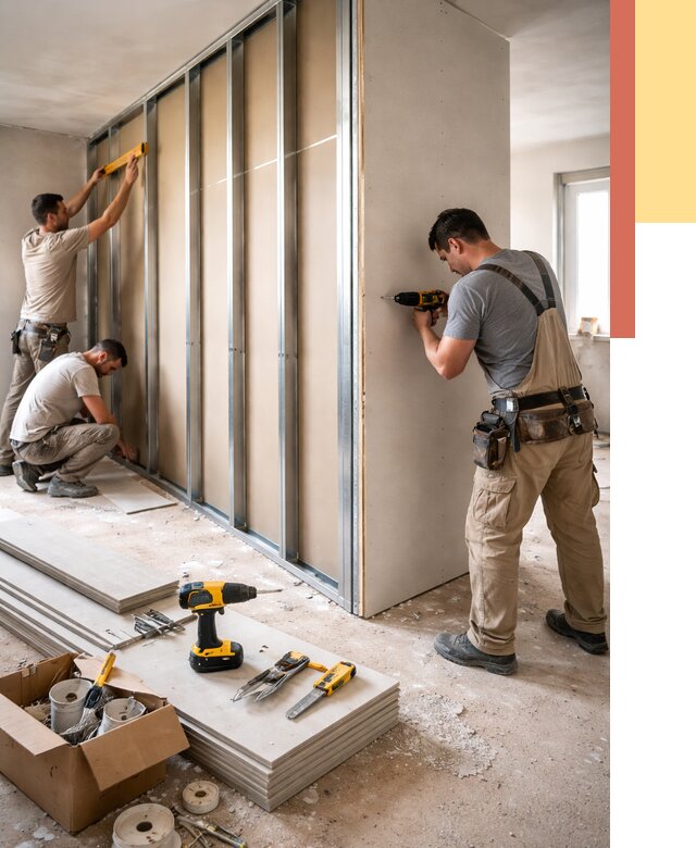 Монтаж однослойной перегородки из гипсокартона в Сыктывкаре от 670 руб. | ОТДЕЛОЧНИК-Скт