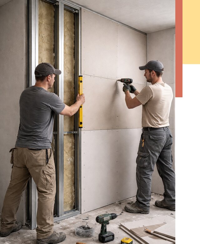 Монтаж двухслойной перегородки из гипсокартона в Сыктывкаре от 1495 руб. | ОТДЕЛОЧНИК-Скт