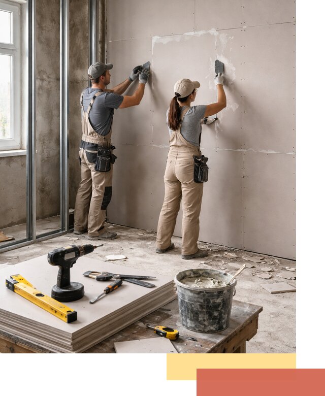 Монтаж двухслойной перегородки из гипсокартона в Сыктывкаре