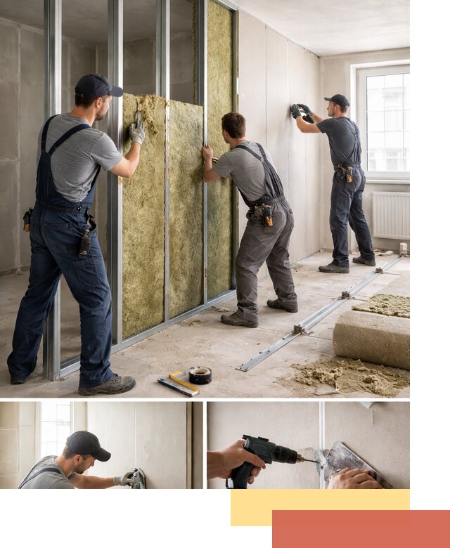 Перегородка из гипсокартона с шумоизоляцией в Сыктывкаре — монтаж под ключ