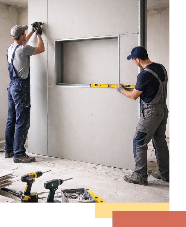 Перегородка из гипсокартона с нишей под декор в Сыктывкаре