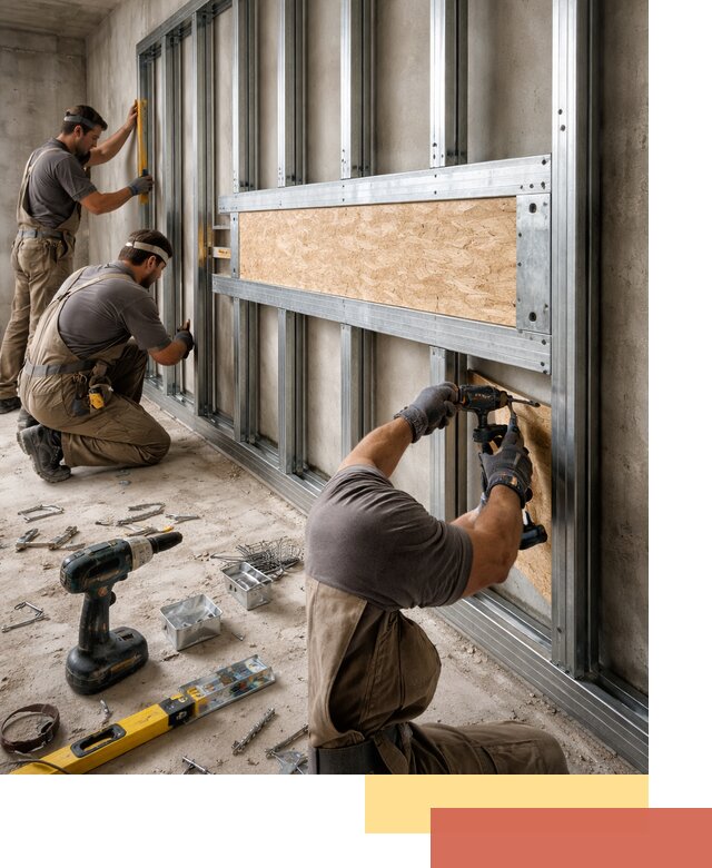 Усиленная перегородка для крепления тяжёлых конструкций в Сыктывкаре