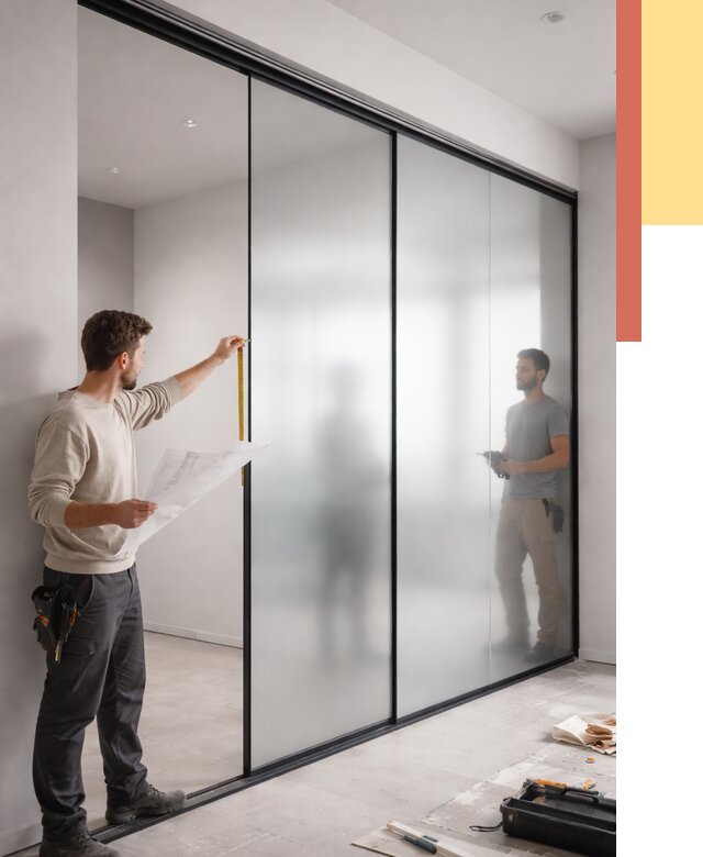 Матовые стеклянные перегородки в Сыктывкаре от 8764 руб. — монтаж и установка | ОТДЕЛОЧНИК-Скт