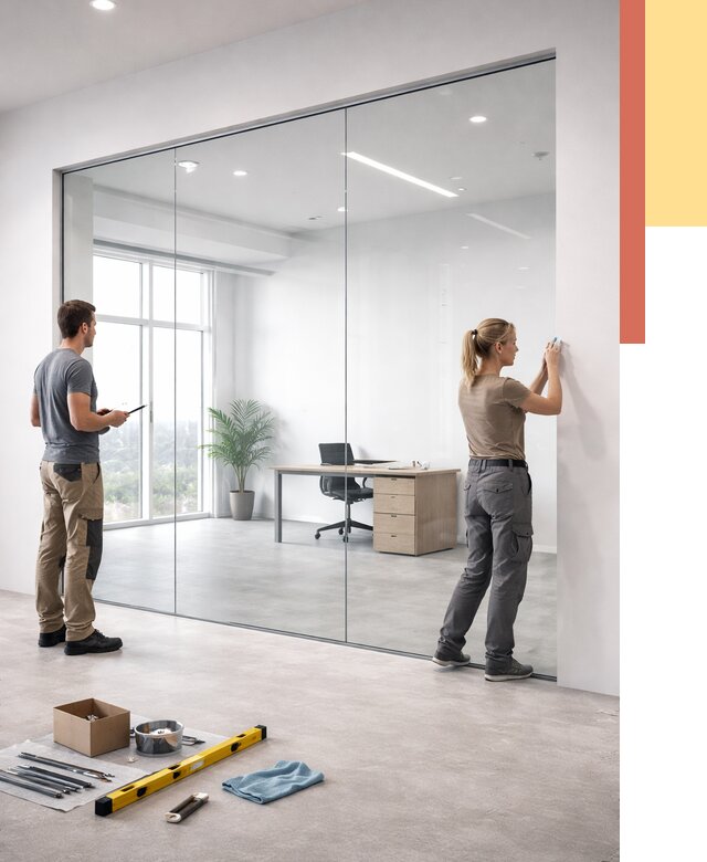 Перегородки из закаленного стекла в Сыктывкаре от 9795 руб. под ключ | ОТДЕЛОЧНИК-Скт