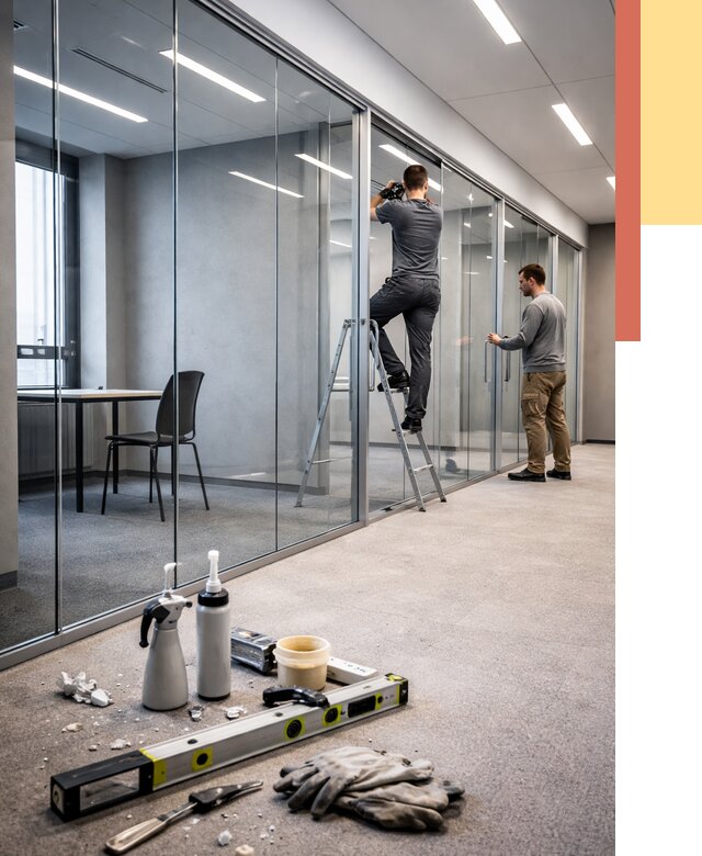 Стеклянные офисные перегородки в Сыктывкаре от 8764 руб. — монтаж и установка | ОТДЕЛОЧНИК-Скт