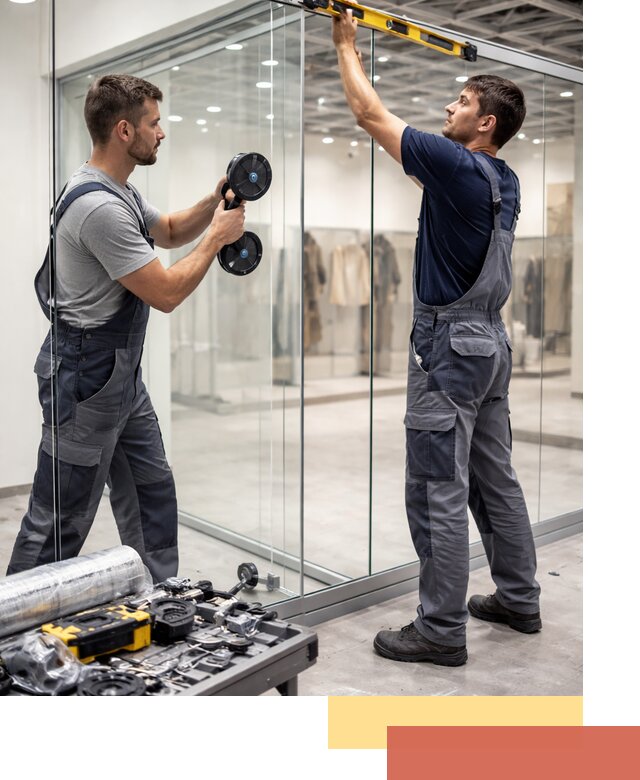 Стеклянные перегородки для магазинов в Сыктывкаре — монтаж и установка