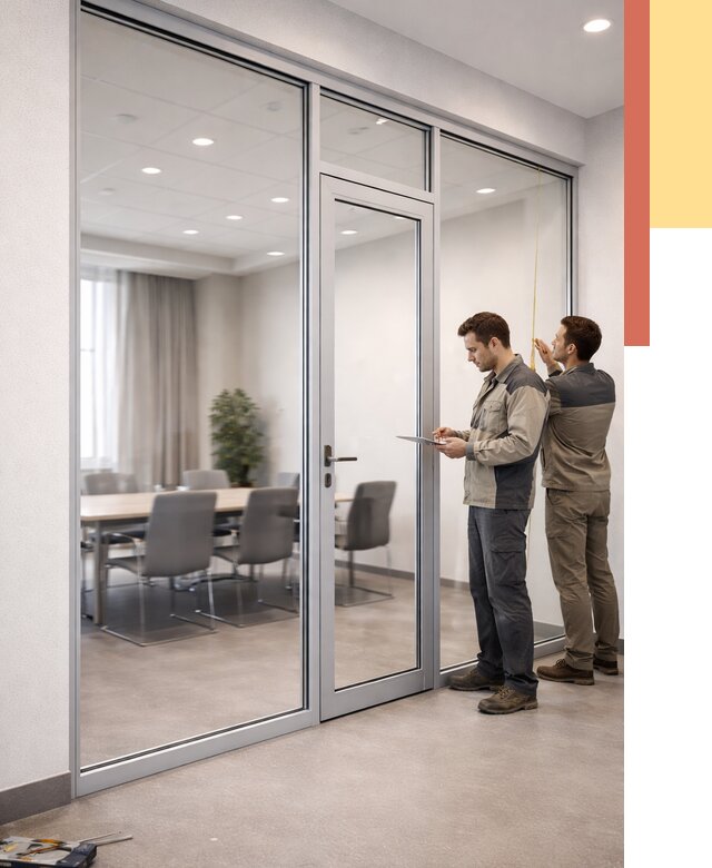 Установка и монтаж алюминиевых перегородок со стеклом в Сыктывкаре от 8455 руб. | ОТДЕЛОЧНИК-Скт