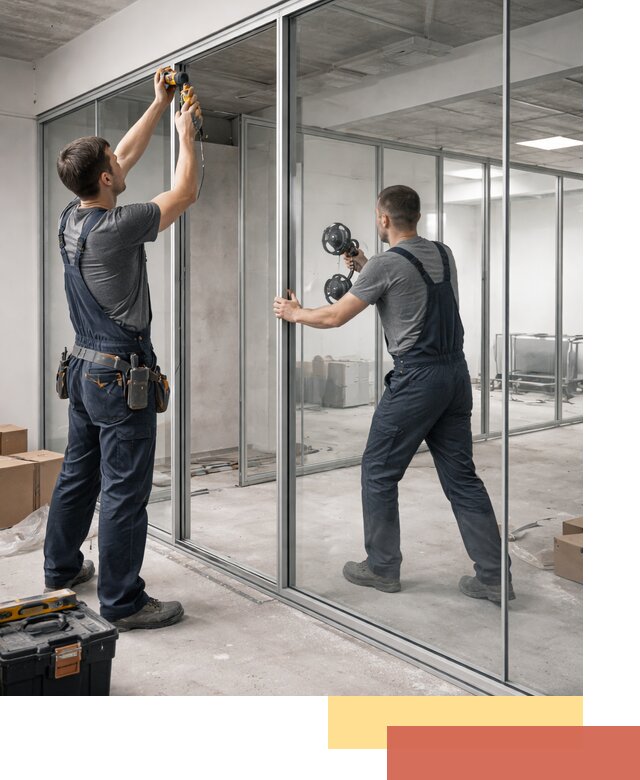 Алюминиевые перегородки со стеклом в Сыктывкаре — изготовление и монтаж