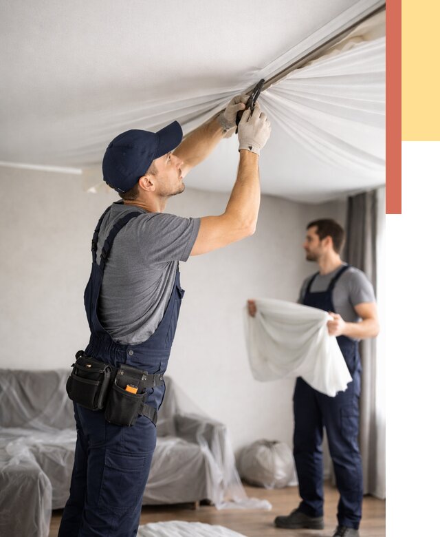 Демонтаж натяжного потолка в Сыктывкаре от 4640 руб. — снятие и разбор под ключ | ОТДЕЛОЧНИК-Скт