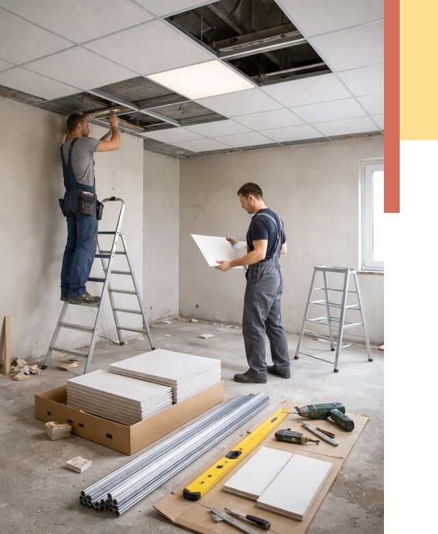 Монтаж потолка армстронг в Сыктывкаре от 4640 руб/м2 — быстрая установка под ключ | ОТДЕЛОЧНИК-Скт