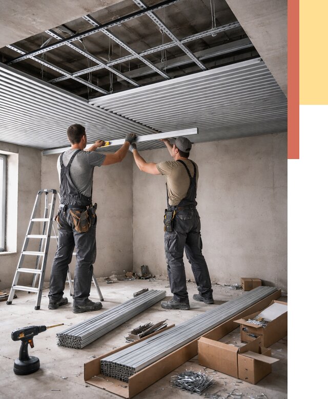 Монтаж реечного потолка в Сыктывкаре от 4640 руб. под ключ | ОТДЕЛОЧНИК-Скт