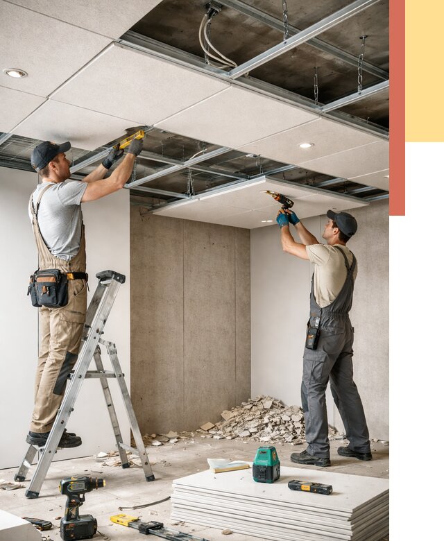 Монтаж акустического потолка в Сыктывкаре от 6702 руб/м2 — быстро и недорого | ОТДЕЛОЧНИК-Скт