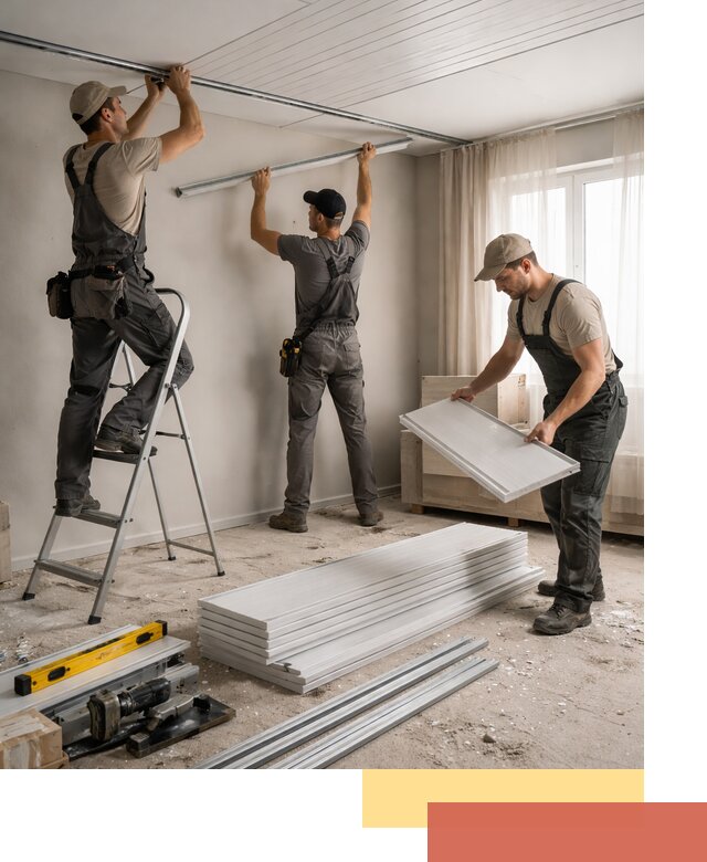 Монтаж потолка из ПВХ панелей в Сыктывкаре оперативно и качественно