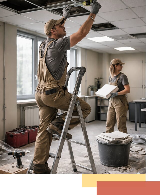 Ремонт потолка Армстронг и замена плит в Сыктывкаре