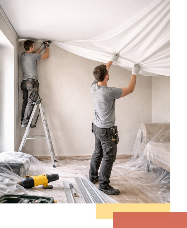 Монтаж тканевого натяжного потолка в Сыктывкаре недорого и быстро