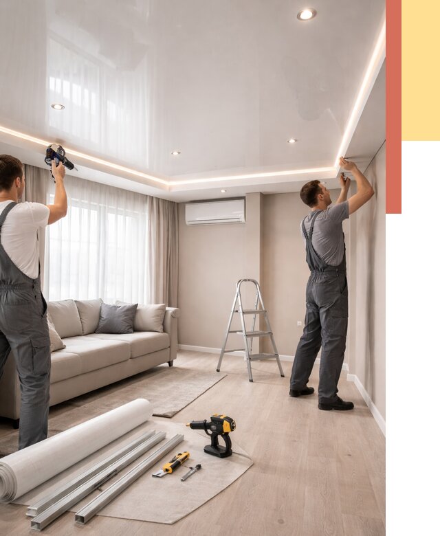 Монтаж глянцевого натяжного потолка в Сыктывкаре от 773 руб. под ключ | ОТДЕЛОЧНИК-Скт