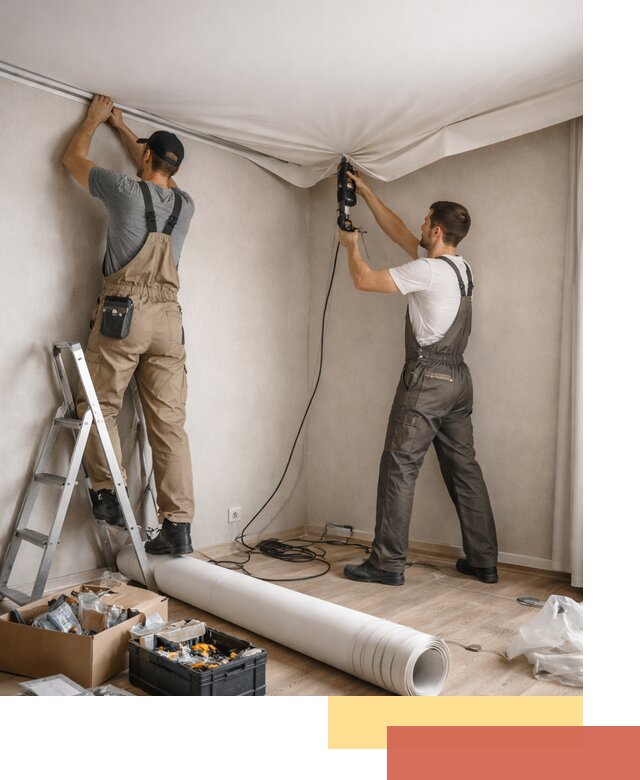 Монтаж цветного натяжного потолка в Сыктывкаре за один день