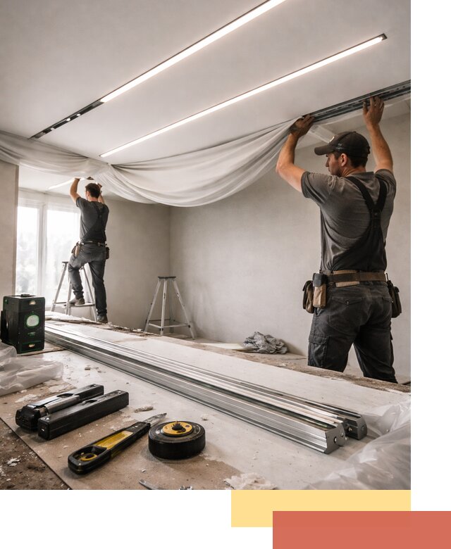 Монтаж натяжных потолков со световыми линиями в Сыктывкаре