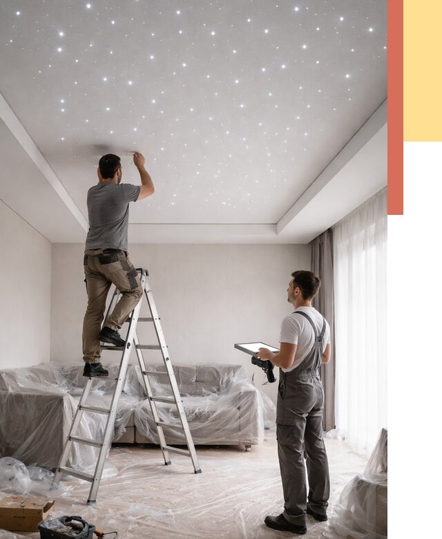 Монтаж натяжного потолка «звездное небо» в Сыктывкаре от 6702 руб. | ОТДЕЛОЧНИК-Скт