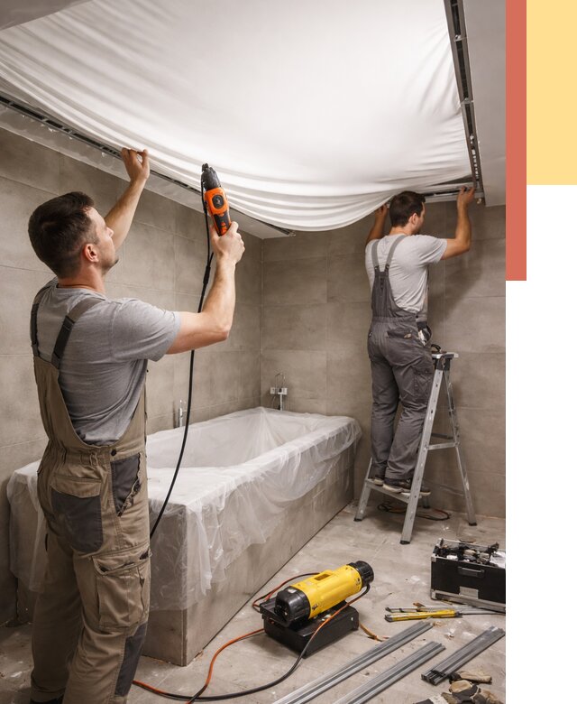 Монтаж натяжного потолка в ванной в Сыктывкаре от 1237 руб. под ключ | ОТДЕЛОЧНИК-Скт