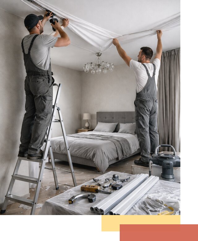 Монтаж натяжного потолка в спальне в Сыктывкаре