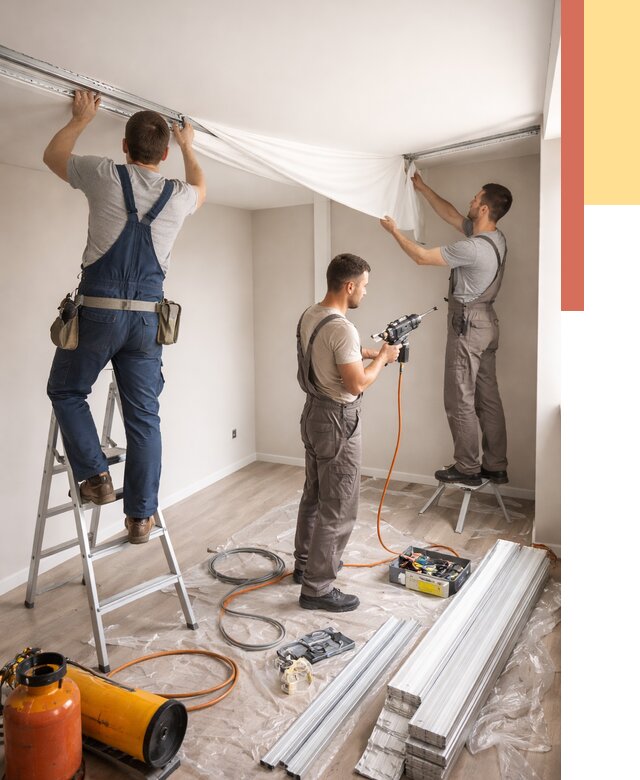 Монтаж натяжного потолка в студии в Сыктывкаре от 5671 руб. — быстро и недорого | ОТДЕЛОЧНИК-Скт