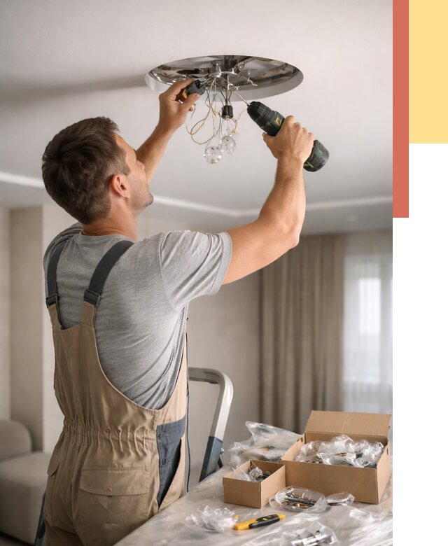 Установка люстры в натяжной потолок в Сыктывкаре от 1237 руб. | Быстро и недорого — ОТДЕЛОЧНИК-Скт