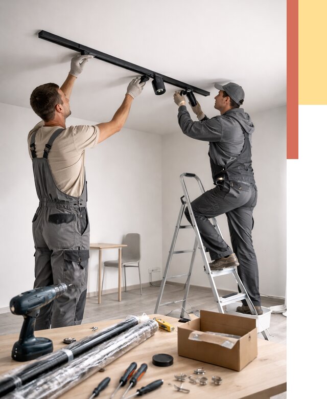 Установка трековых светильников в натяжной потолок в Сыктывкаре от 4331 руб. | ОТДЕЛОЧНИК-Скт